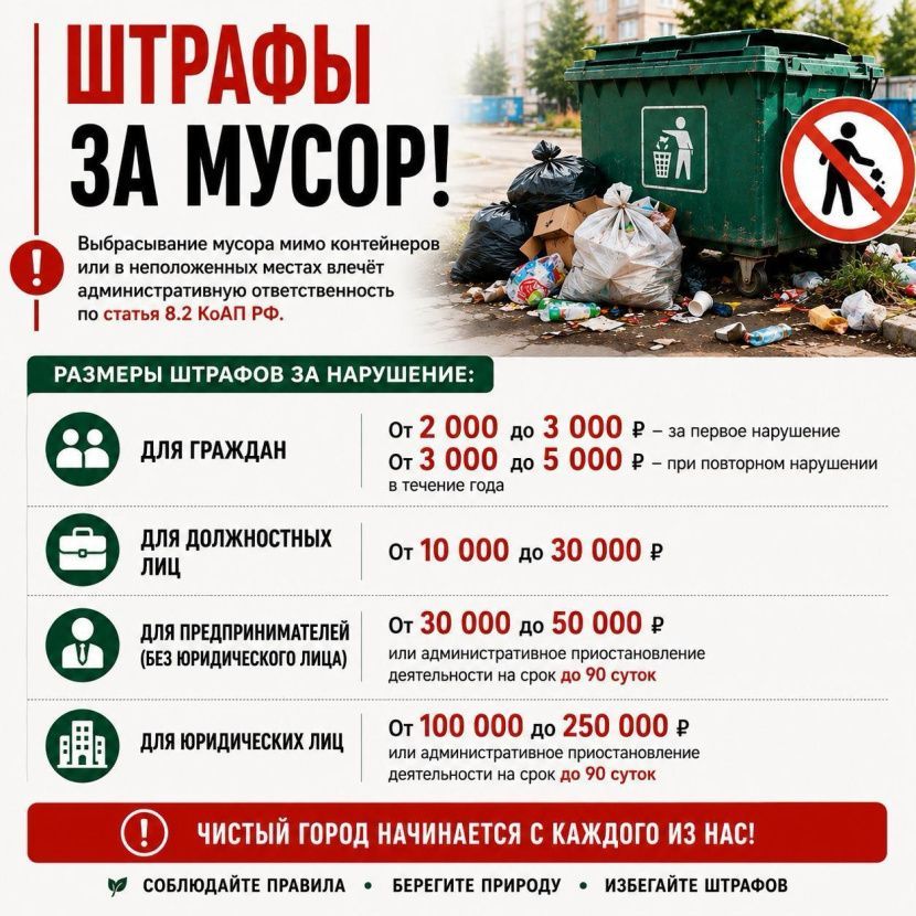 За выброс мусора вне контейнеров предусмотрены штрафы За выброс мусора вне контейнеров предусмотрены штрафы