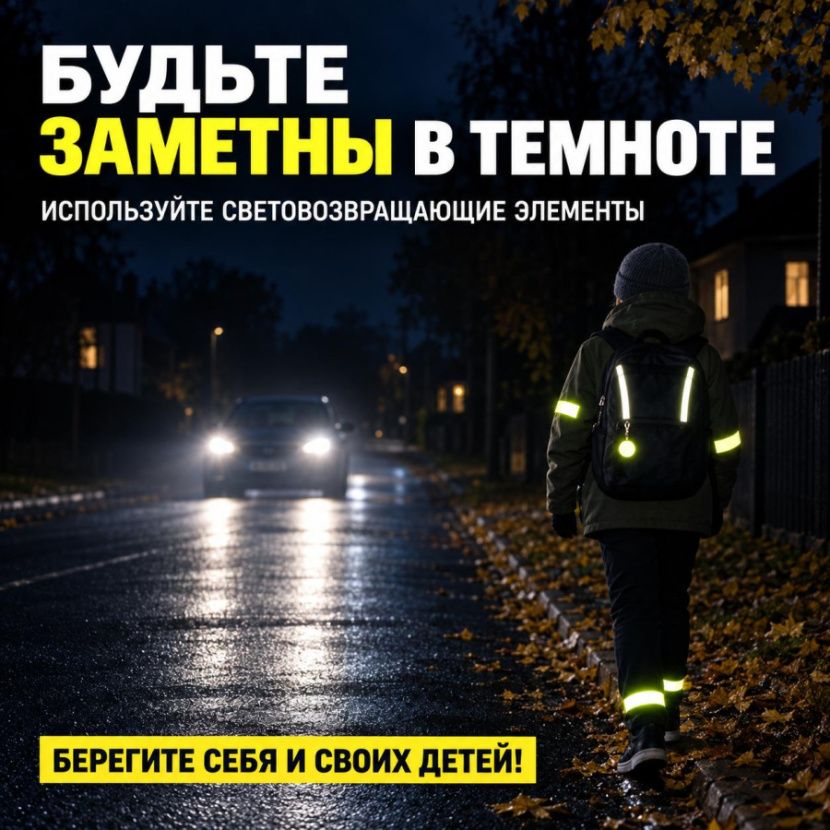 Напоминаем о важности световозвращающих элементов в темное время суток Напоминаем о важности световозвращающих элементов в темное время суток